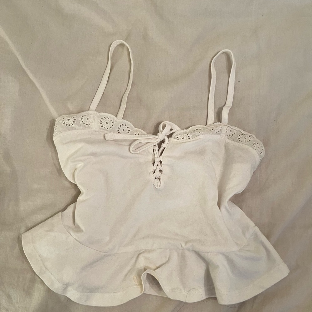 Pacsun Me to We White Lace-Up Camisole